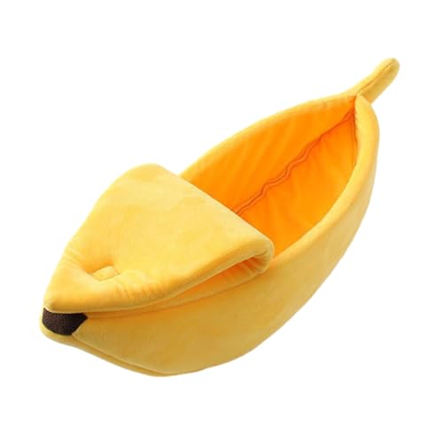 Haustier-Bananenbett, weich, für den Innenbereich, halbgeschlossen, Höhlenzelt für Katzen, Kätzchen, Welpen, kleine Tiere, dickes Kissen von BFLKY
